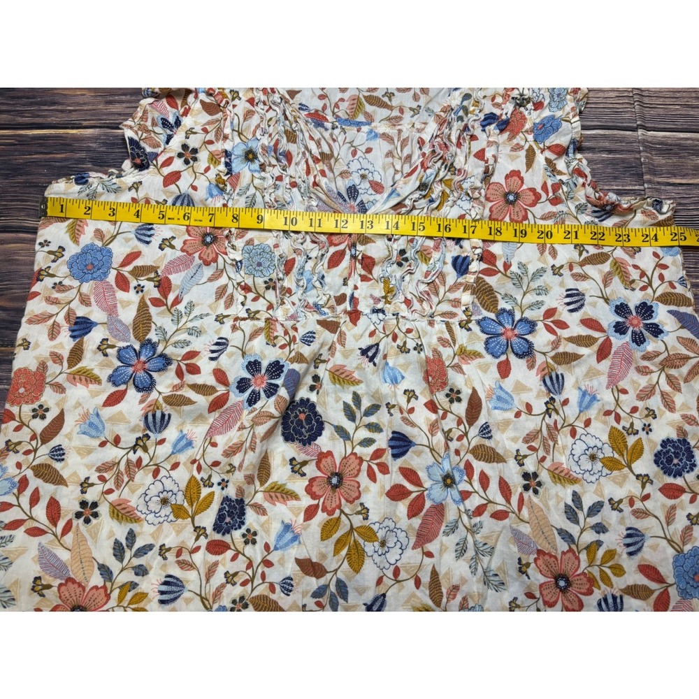 Old Navy Womens XL Floral Sleeveless Ruffle Blouse V-Neck Cotton Rayon Top - Picture 6 of 13